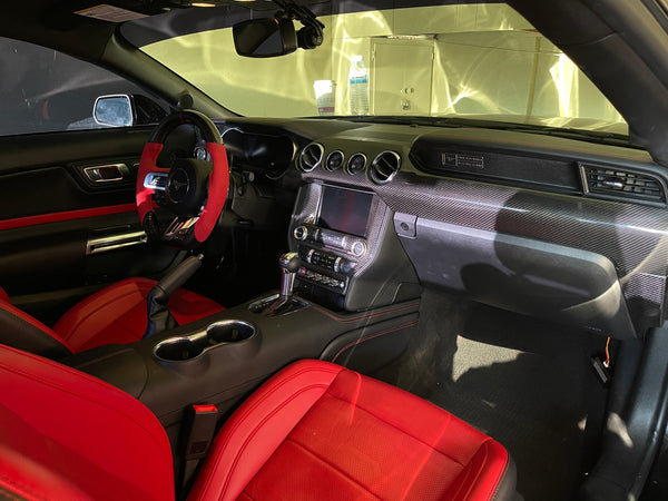 Forgitec 5 Piece Carbon Fiber Interior Overlay Kit | 2015-2023 Non-Performance Pack Ford Mustang